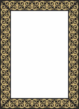 Siyah kare Kazak ulusal süsü olan vektör altın. Büyük Steppe 'deki insanların etnik kalıpları