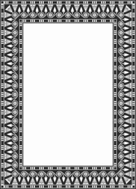 Vektör karesi siyah tek renkli Mısır süsü. Sonsuz sınır, Antik Mısır çerçevesi