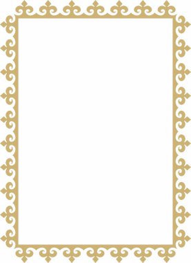 Vector golden square Kazakh national ornament. Ethnic pattern of the peoples of the Great Steppe clipart