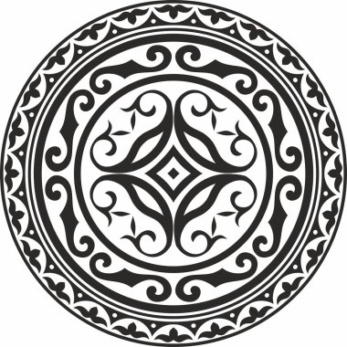 Kazak ulusal süsü etrafında siyah tek renkli taşıyıcı. Büyük Steppe 'deki insanların etnik kalıpları,