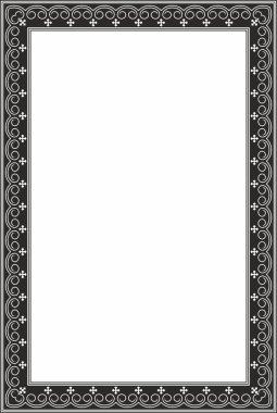 Vektör tek renkli siyah kare Yakut süsü. Sonsuz dikdörtgen bir sınır, Uzak Doğu 'nun kuzey insanlarının bir çerçevesi..