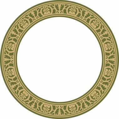 Yeşil kenarlı, çerçeveli, Pompei yüzüklü, yuvarlak altın bir taşıyıcı. Çember Napoli süsü. Antik Roma Sanatı