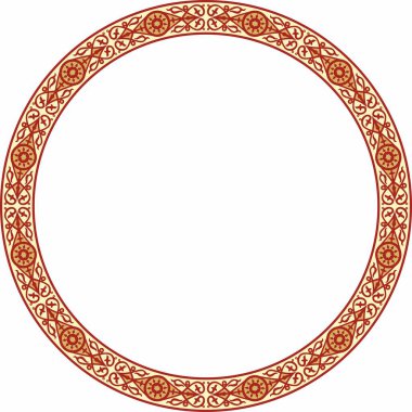 Vektör renkli Yakut süsü. Sonsuz çember, sınır, Uzakdoğu 'nun kuzeyindeki insanların çerçevesi.