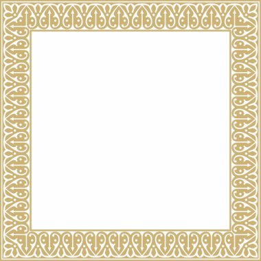 Vektör altın Arap ulusal kare süsü. Etnik dikdörtgen, doğu halkları çerçevesi. Farsça resim