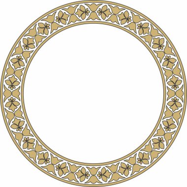 Vektör altın ve siyah yuvarlak Hint süsü. Çember, halka, sınır, etnik Hindu çerçevesi