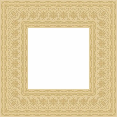 Vektör Altın Kare Ulusal Hint Süsü. Dikdörtgen, sınır, etnik Hindu çerçevesi