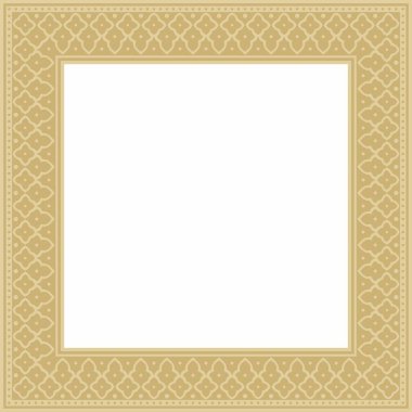 Vektör kare altın İran süsü. Dikdörtgen, çerçeve, sınır, İran, Irak, Tacikistan halklarının etnik düzeni