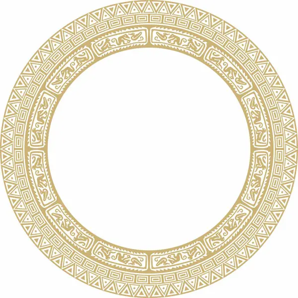 stock vector Vector round golden border ornament. Native American tribes framework, circle.