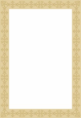 Vektör altın kare Kazak ulusal süsü. Büyük Steppe 'deki insanların etnik kalıpları