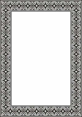 Vektör karesi siyah monokrom antik Rus süsü. Slav dikdörtgeni, sınır, çerçeve. Kraliyet odalarının resimleri.