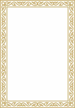 Vektör kare altın antik Rus süsü. Slav dikdörtgeni, sınır, çerçeve. Kraliyet odalarının resimleri.