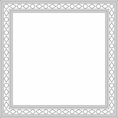 Vektör karesi, eski Rus süsü. Slav dikdörtgeni, sınır, çerçeve. Kraliyet odalarının resimleri.