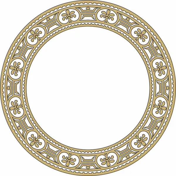 Vector round gold with black border, frame, Pompeii ring. Circle Neopolitan ornament. Art of Ancient Rome