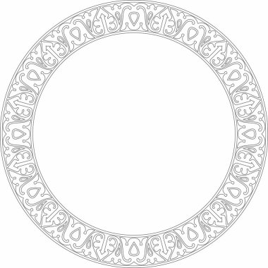Siyah vektör, Arap ulusal yuvarlak süsü. Etnik çember, çerçeve, doğu halkası. Farsça resim