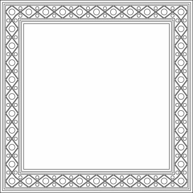 Vektör karesi, eski Rus süsü. Slav dikdörtgeni, sınır, çerçeve. Kraliyet odalarının resimleri.
