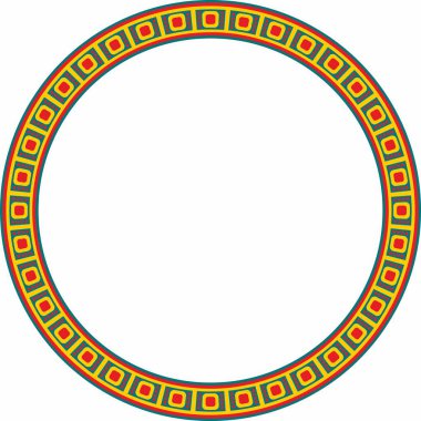 Vektör renkli Mısır süsü. Çember, çerçeve, eski Mısır yüzüğü. Nilüfer çiçekleri ve güneş deseni.