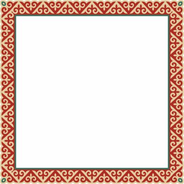 Vektör renkli kare Kazak ulusal süsü. Büyük Steppe 'deki insanların etnik kalıpları