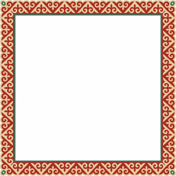 Vektör renkli kare Kazak ulusal süsü. Büyük Steppe 'deki insanların etnik kalıpları