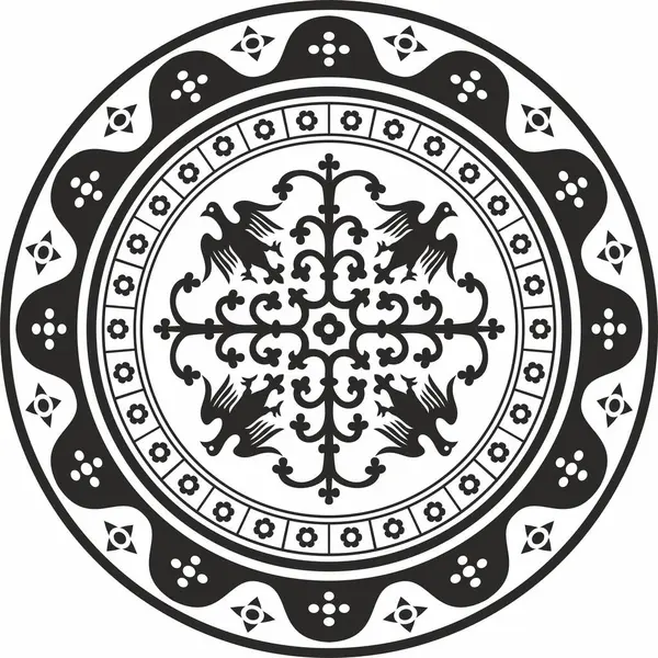 Siyah tek renkli vektör gotik süs. Ortaçağ Avrupa silueti, çember, halka, sınır. Klasik Almanların, Açılar, Saksonlar, Franklar.