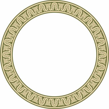 Vektör altın ve yeşil yuvarlak klasik Rönesans süsü. Çember, halka Avrupa sınırı, canlanma biçimi çerçevesi