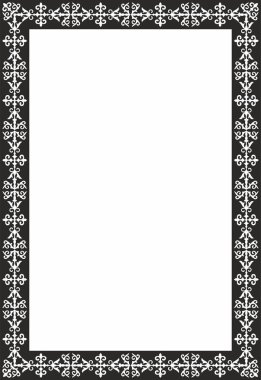 Vector siyah tek renkli kare Kazak ulusal süsü. Büyük Steppe 'deki insanların etnik kalıpları