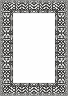 Vector black monokrom kare Belarus ulusal süs çerçevesi. Slav halkları, Rus, Ukraynalı, Sırp, Polonyalı, Bulgar etnik desenli dikdörtgen. Çapraz dikiş şablonu
