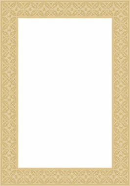 Vektör kare altın antik Rus süsü. Slav dikdörtgeni, sınır, çerçeve. Kraliyet odalarının resimleri.