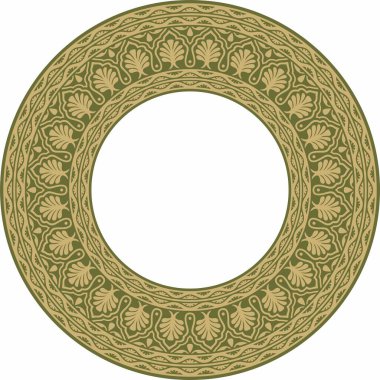 Yeşil yuvarlak Hint süslemeli vektör altın. Çember, halka, sınır, etnik Hindu çerçevesi