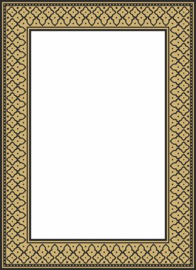 Siyah İran aksesuarlı vektör kare altın. Dikdörtgen, çerçeve, sınır, İran, Irak, Tacikistan halklarının etnik düzeni