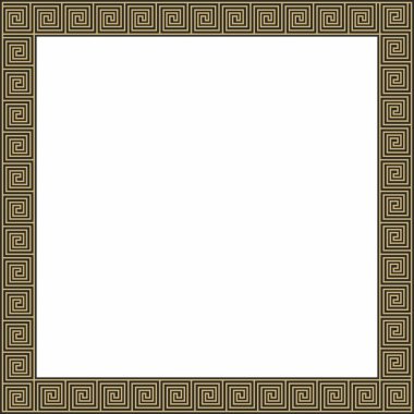 Vektör altın ve klasik Yunan kare süsü. Antik Yunan ve Roma İmparatorluğu dikdörtgeni. Bizans duvarları, zemin ve tavan resimleri. Avrupa saraylarının dekorasyonu
