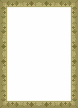 Yeşil, klasik Yunan karesi süsü olan vektör altın. Antik Yunan ve Roma İmparatorluğu dikdörtgeni. Bizans duvarları, zemin ve tavan resimleri. Avrupa saraylarının dekorasyonu