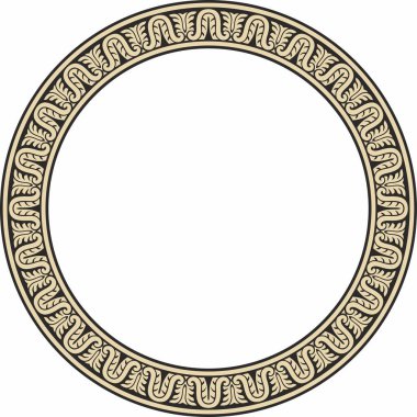 Vektör altın ve siyah yuvarlak klasik Rönesans süsü. Çember, halka Avrupa sınırı, canlanma biçimi çerçevesi