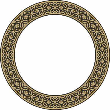 Siyah Çin çemberi, halka, çerçeve, vektör altın. Doğulu insanların, Kore 'nin, Tayvan' ın, Çin 'in, Hong Kong' un, Endonesi 'nin,