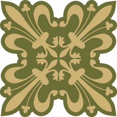 Yeşil gotik süslemeli vektör altın. Ortaçağ Avrupa sanatı. Katolik katedrallerinin geleneksel kalıpları