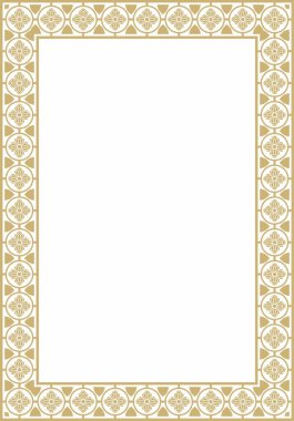 Vektör altın kare gotik süs. Orta Çağ Avrupa dikdörtgeni, sınır. Klasik Almanların, Açılar, Saksonlar, Franklar.