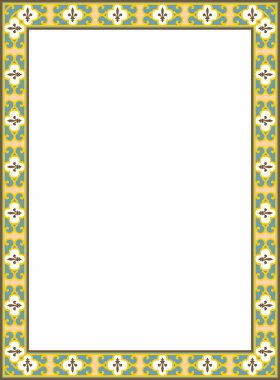 Vektör renkli kare klasik Rönesans süsü. Dikdörtgen, Avrupa sınırı, canlanma biçimi çerçevesi