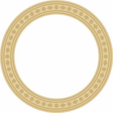 Vector yuvarlak altın antik Rus süsü. Slav sınırı, çerçeve. Çember, halka. Kraliyet odalarının resimleri.