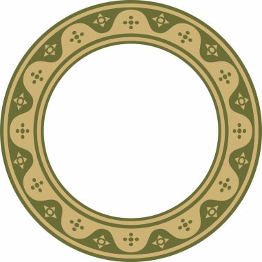 Altın sarısı gotik süslemeli vektör yeşili. Ortaçağ Avrupa çemberi, halka, sınır. Klasik Almanların, Açılar, Saksonlar, Franklar.