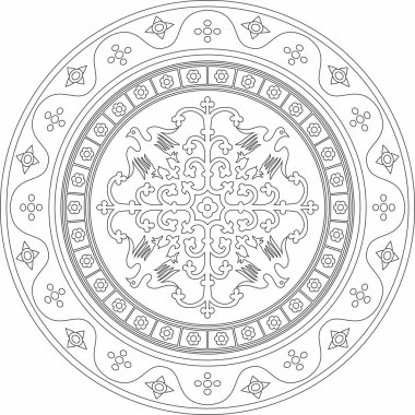 Vektör siyah çizgi kare gotik süs. Orta Çağ Avrupa dikdörtgeni, sınır. Klasik Almanların, Açılar, Saksonlar, Franklar.