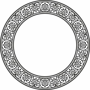 Siyah monokrom kenarı, çerçeve, Pompeii halkası. Çember Napoli süsü. Antik Roma Sanatı