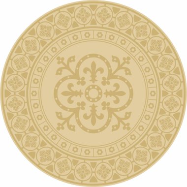 Vektör altın yuvarlak gotik süs. Ortaçağ Avrupa çemberi, halka, sınır. Klasik Almanların, Açılar, Saksonlar, Franklar.