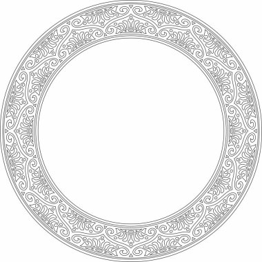 Vector round siyah sınır, çerçeve, Pompeii yüzüğü. Çember Napoli süsü. Antik Roma Sanatı. Boyalı cam şablonu