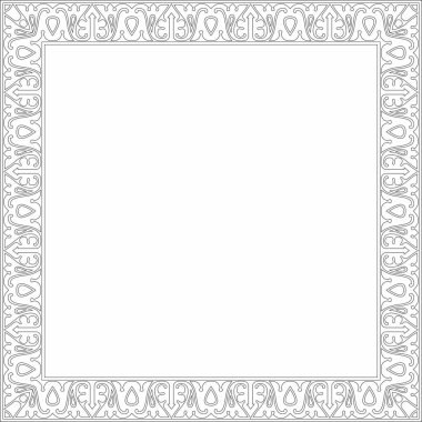 Siyah vektör, Arap ulusal kare süsü. Etnik dikdörtgen, doğu halkları çerçevesi. Farsça resim