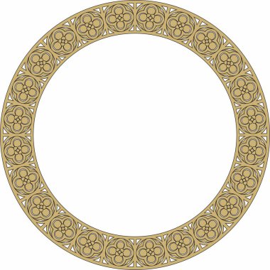 Siyah ve altın renkli gotik süs. Ortaçağ Avrupa çemberi, halka, sınır. Klasik Almanların, Açılar, Saksonlar, Franklar.