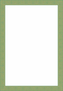 Yeşil, klasik Yunan karesi süsü olan vektör altın. Antik Yunan ve Roma İmparatorluğu dikdörtgeni. Bizans duvarları, zemin ve tavan resimleri. Avrupa saraylarının dekorasyonu