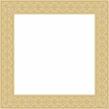 Vektör altın kare klasik Rönesans süsü. Dikdörtgen, Avrupa sınırı, canlanma biçimi çerçevesi