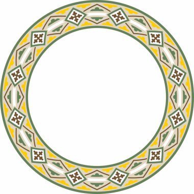 Renkli, yuvarlak, klasik Rönesans süsü. Çember, halka, Avrupa sınırı, canlanma tarzı çerçevesi