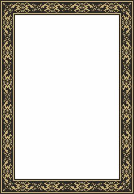 Vektör kare altın ve siyah antik Rus süsü. Slav dikdörtgeni, sınır, çerçeve. Kraliyet odalarının resimleri.