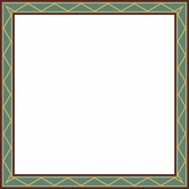 Vektör renkli Yakut karesi süsü. Sonsuz dikdörtgen, sınır, Uzak Doğu 'nun kuzey halklarının çerçevesi..