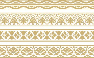 Vektör altın pürüzsüz ulusal Hint süsü. Sonsuz sınır, etnik Hindu yapısı. Mumba.